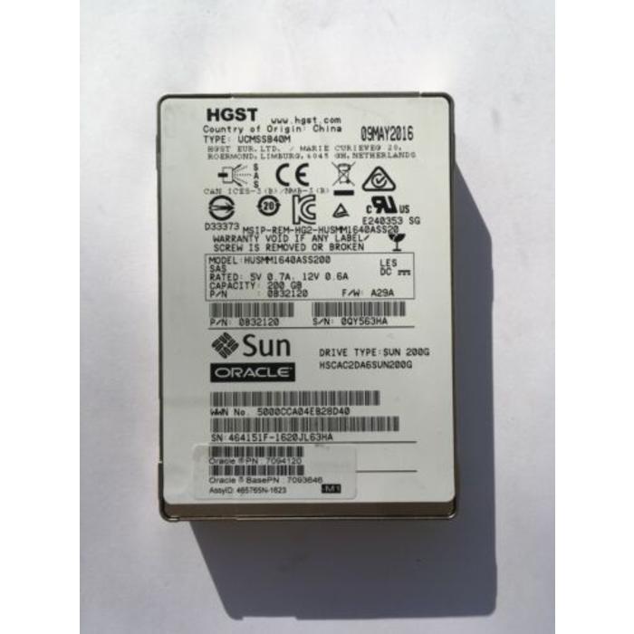Disco HGST SSD SAS 2.5" 200gb Sun Oracle