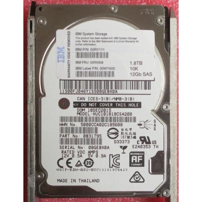 Disco Rigido IBM Storage SAS FRU 00RX908 1.8TB 2.5" - 10K - No Apto para PC