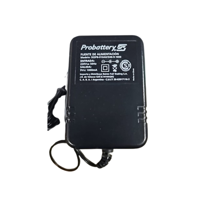 Fuente Alimentacion Probattery 9vcc 600ma 220vac Homologada