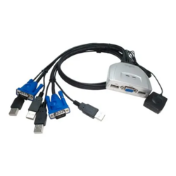 Switch KVM 2 Puertos USB VGA Nisuta NS-KVMUV2 Cables Incluidos